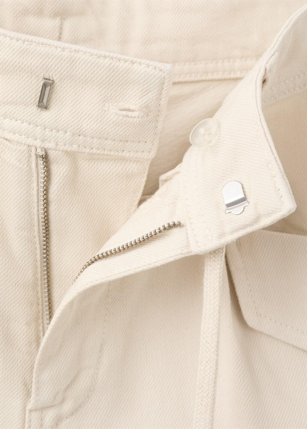 Beige Flap pocket denim shorts, Light Beige, medium