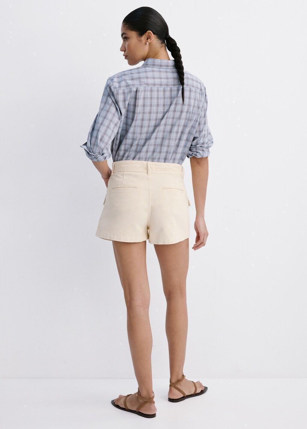 Beige Flap pocket denim shorts, Light Beige, large image number 2