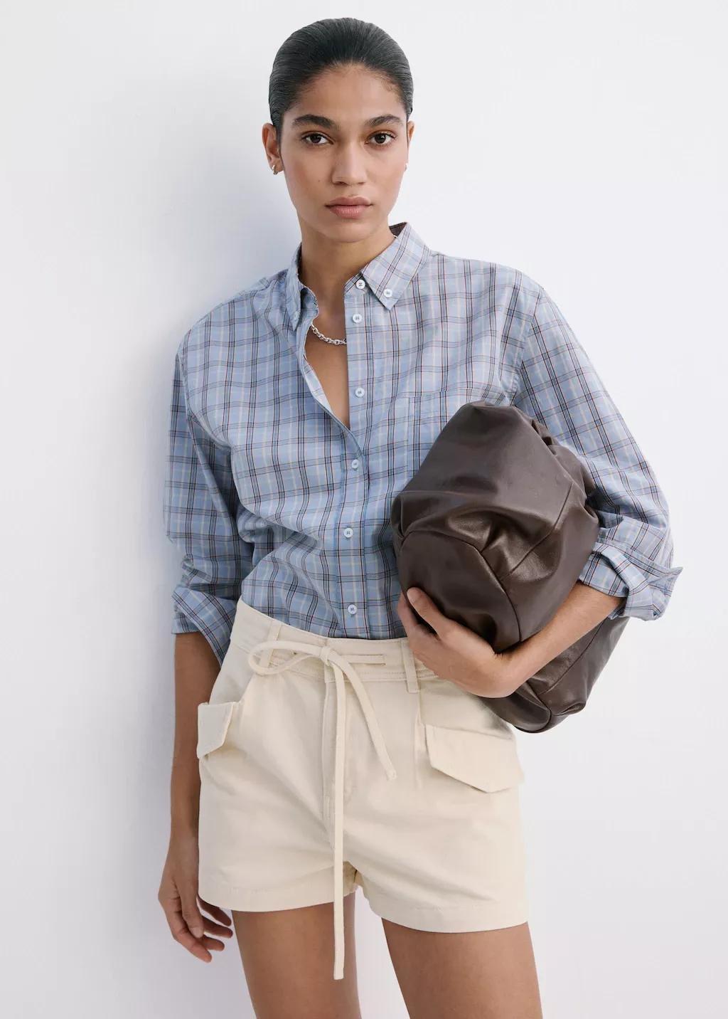 Beige Flap pocket denim shorts, Light Beige, large image number 4