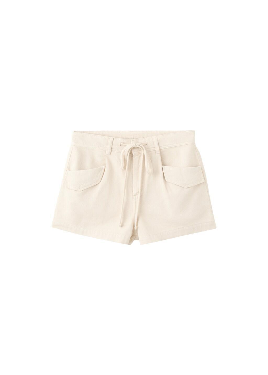 Beige Flap pocket denim shorts, Light Beige, large image number 6