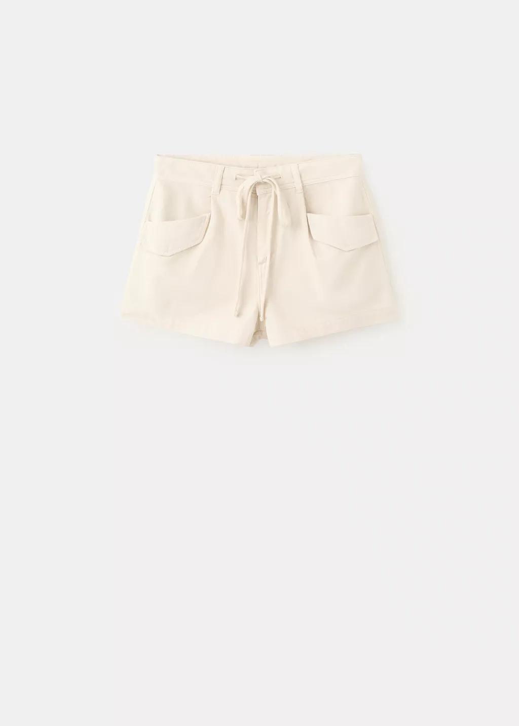 Beige Flap pocket denim shorts, Light Beige, large image number 7