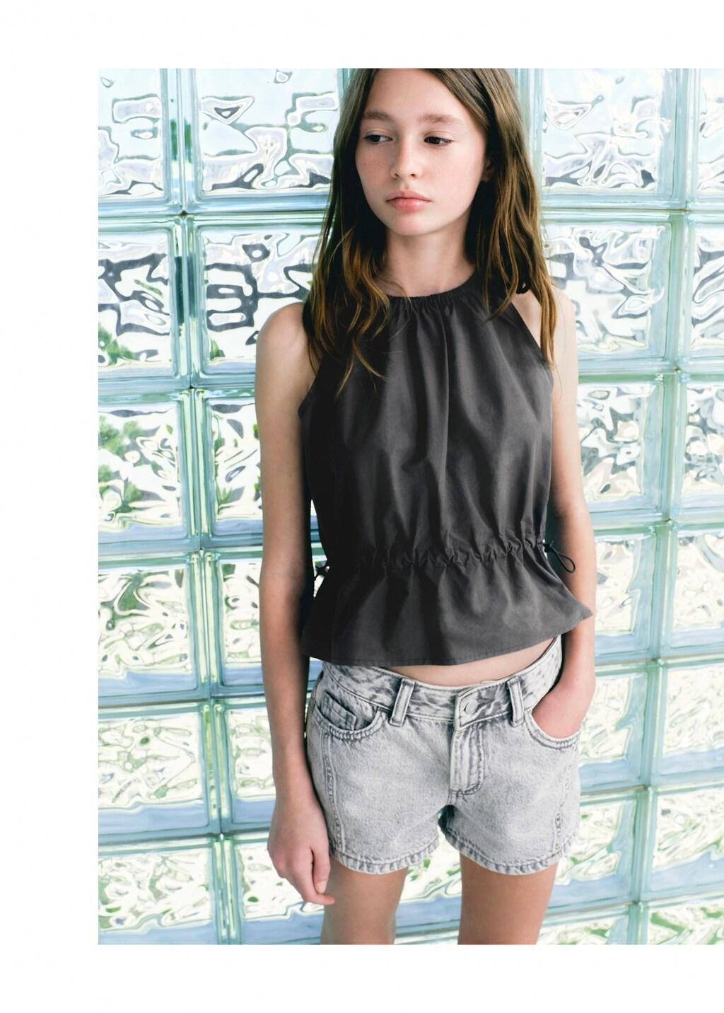 Grey Halter Blouse With Gathered Sides, Kids Girls, Charcoal, large image number 5