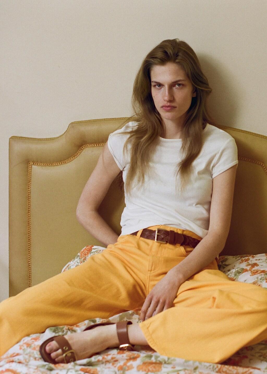 Orange Straight Low-Waist Jeans, Light-Pastel Orange, large image number 0