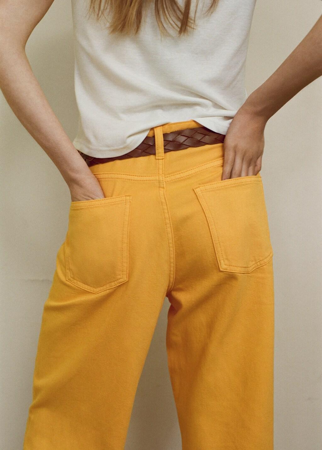 Orange Straight Low-Waist Jeans, Light-Pastel Orange, large image number 2