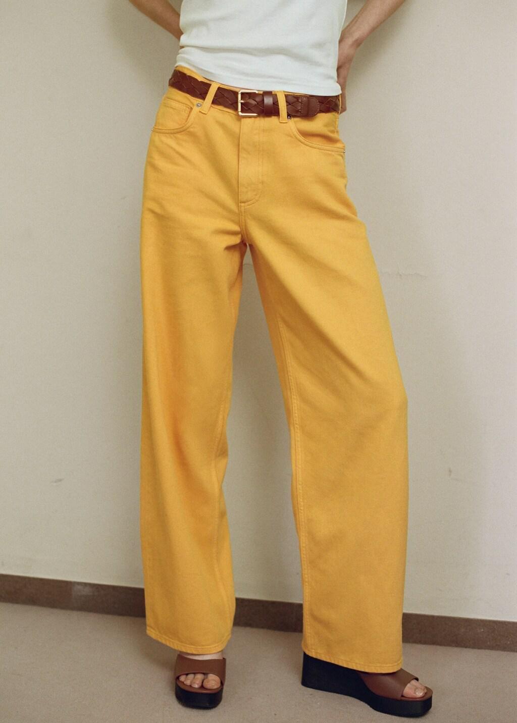 Orange Straight Low-Waist Jeans, Light-Pastel Orange, large image number 3