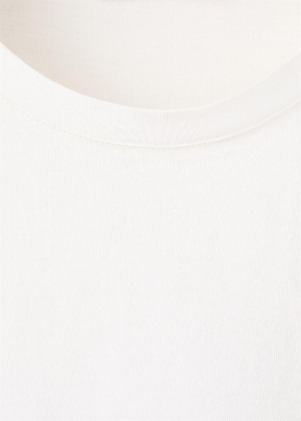 White Cotton T-Shirt With Broderie Anglaise Details, White, large image number 5