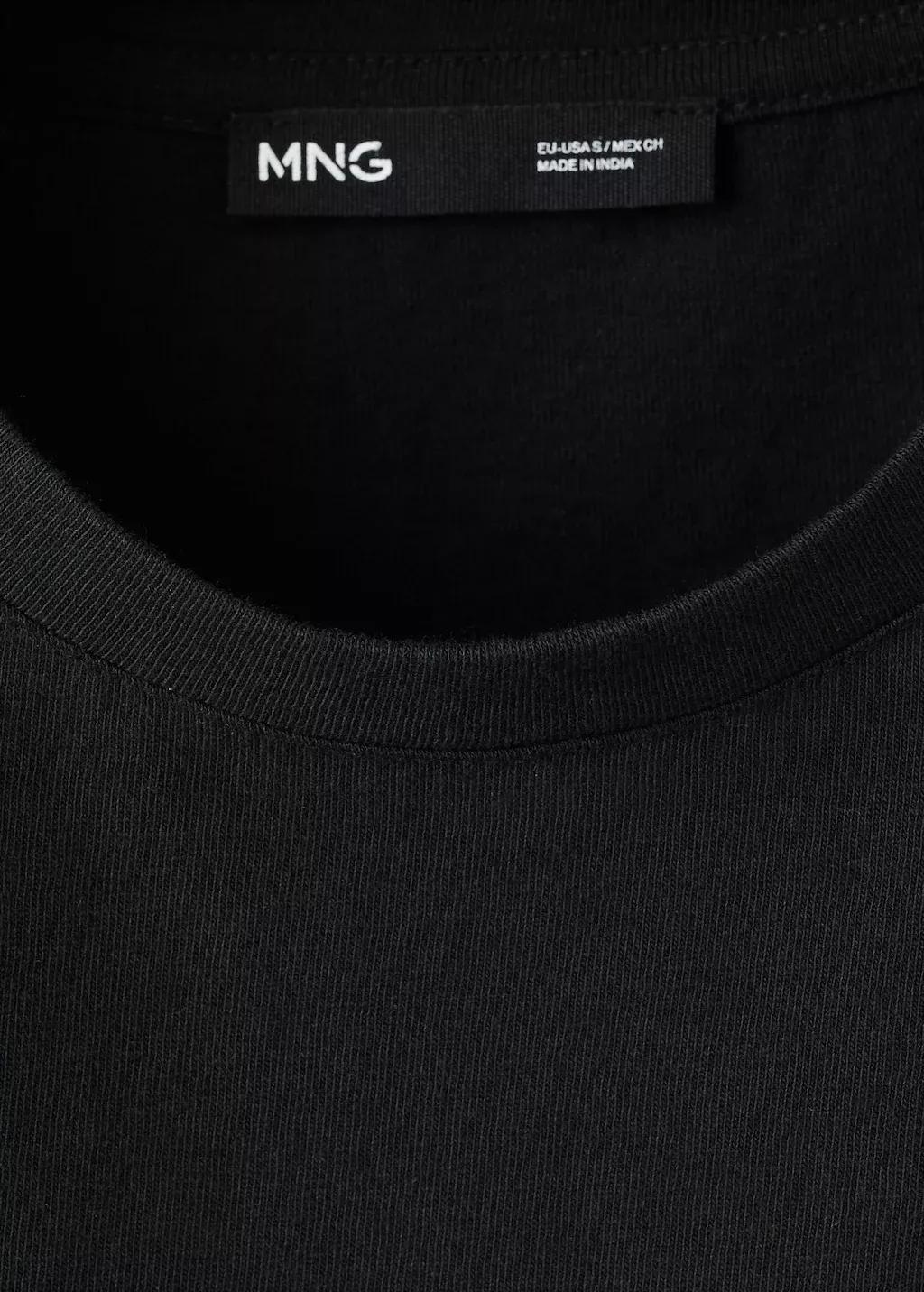 Black Cotton T-Shirt With Broderie Anglaise Details, Black, large image number 5