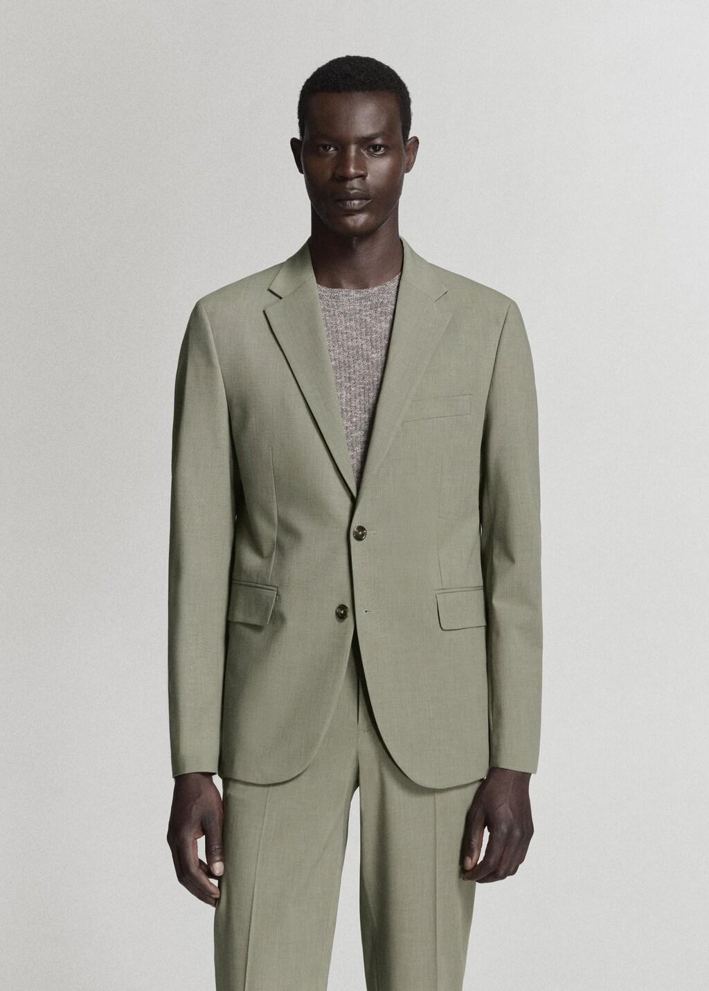 Green Milan Slim-Fit Suit Jacket, Green, large image number 3