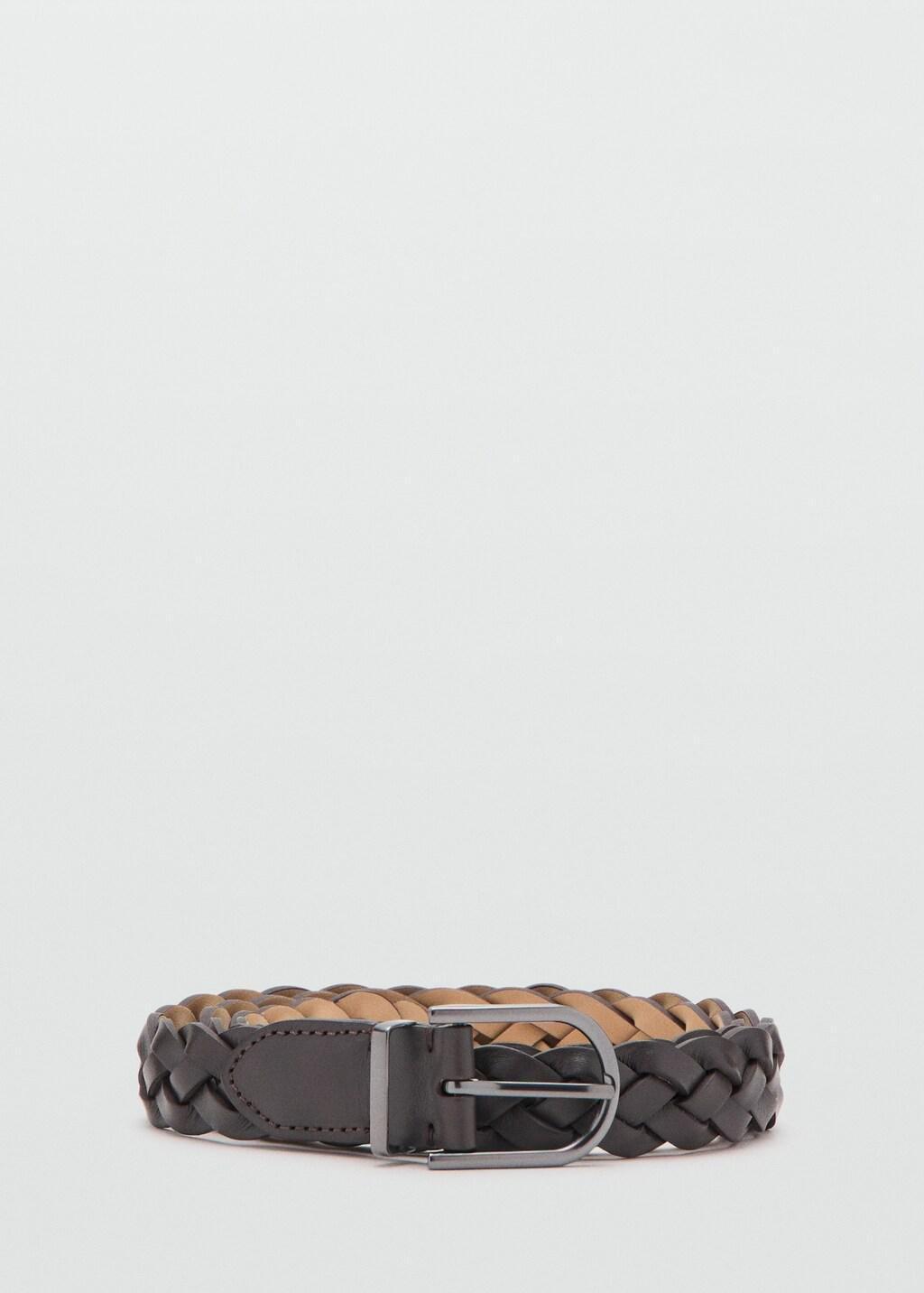 Brown 100% Braided Leather Belt, Brown, large image number 3