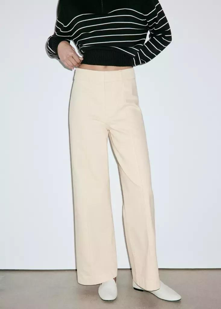 YELLOW High-waisted wide leg jeans with stitching, Yellow, medium