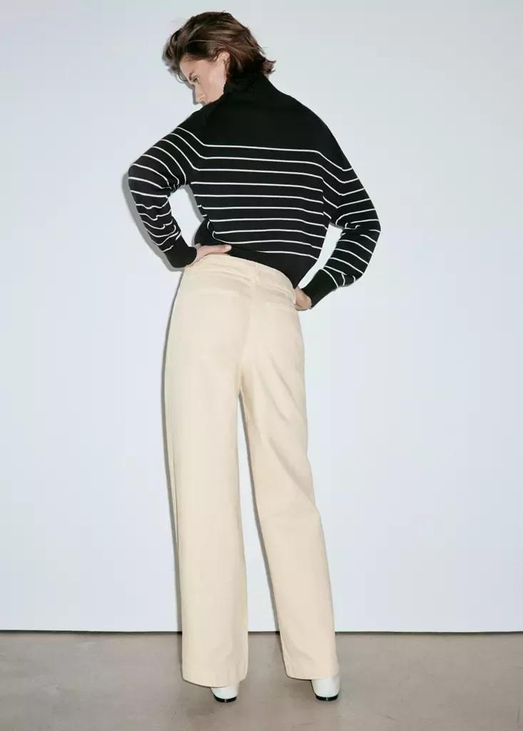 YELLOW High-waisted wide leg jeans with stitching, Yellow, medium