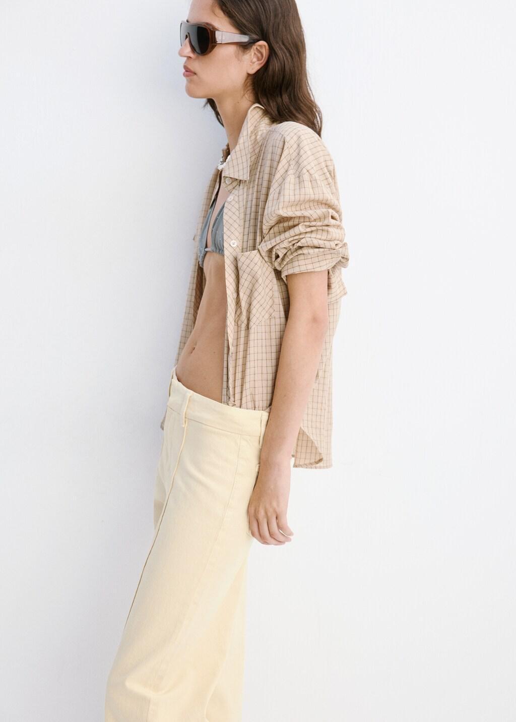 YELLOW High-waisted wide leg jeans with stitching, Yellow, large image number 4
