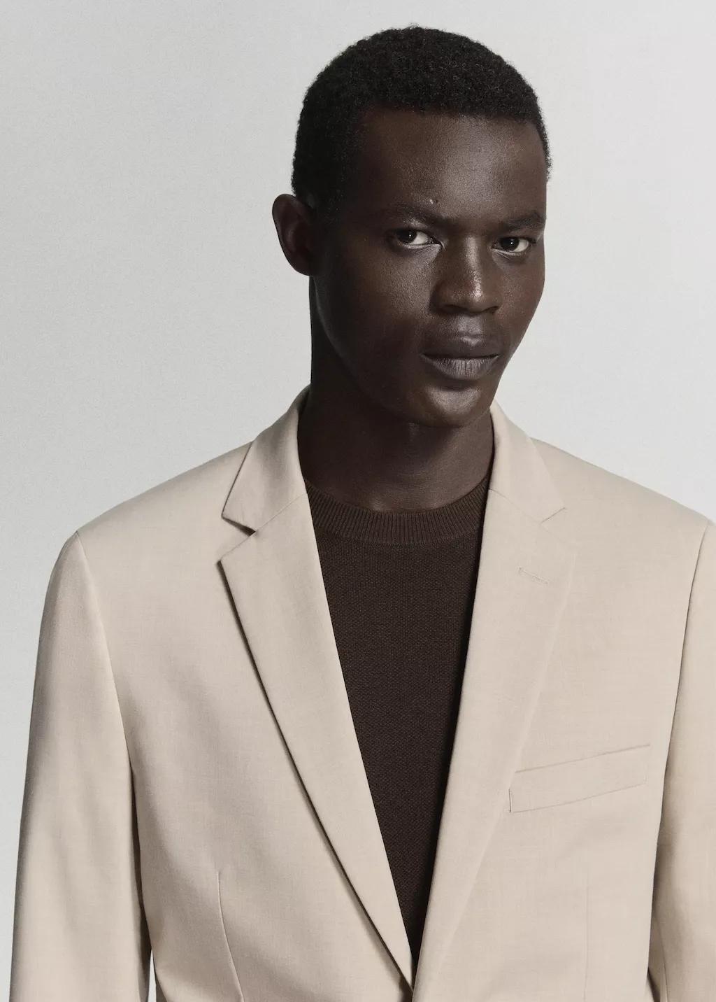 Beige Super Slim-Fit Suit Jacket In Stretch Fabric, Light Beige, large image number 4