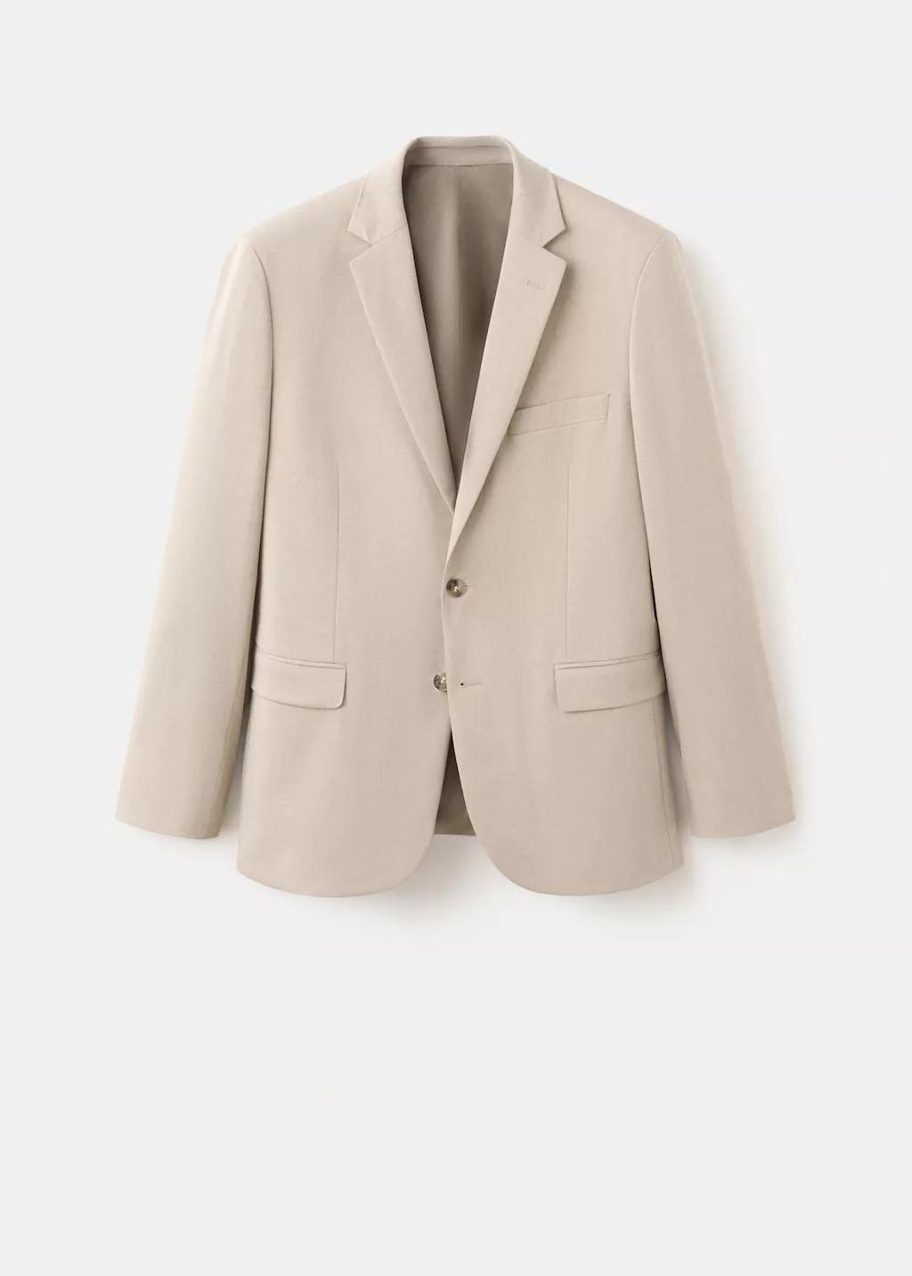 Beige Super Slim-Fit Suit Jacket In Stretch Fabric, Light Beige, large image number 7