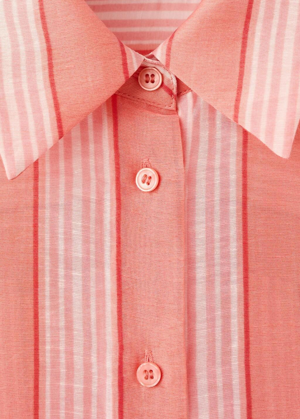 Orange Linen Lyocell Blend Stripe Shirt, Orange, large image number 1