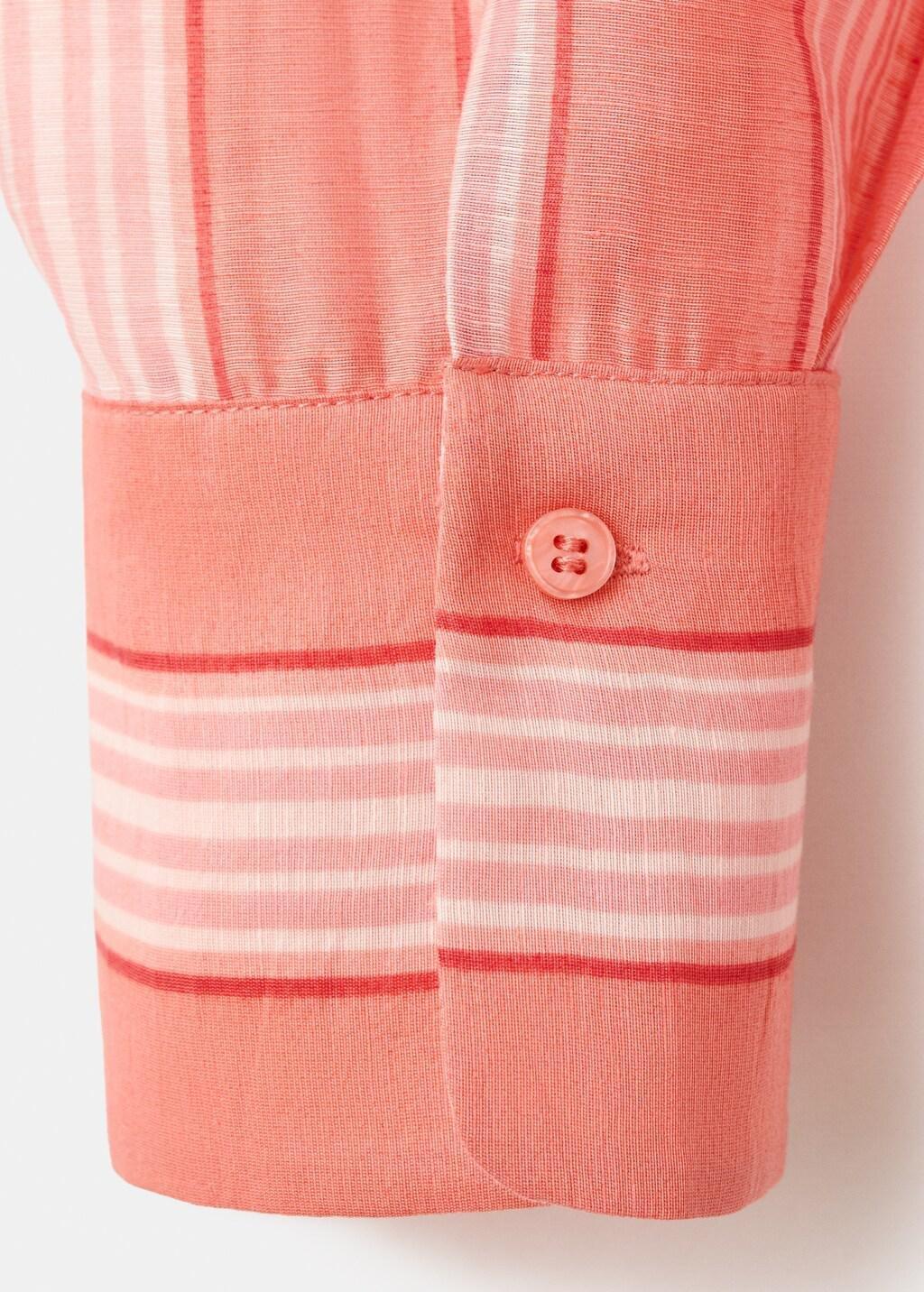 Orange Linen Lyocell Blend Stripe Shirt, Orange, large image number 4