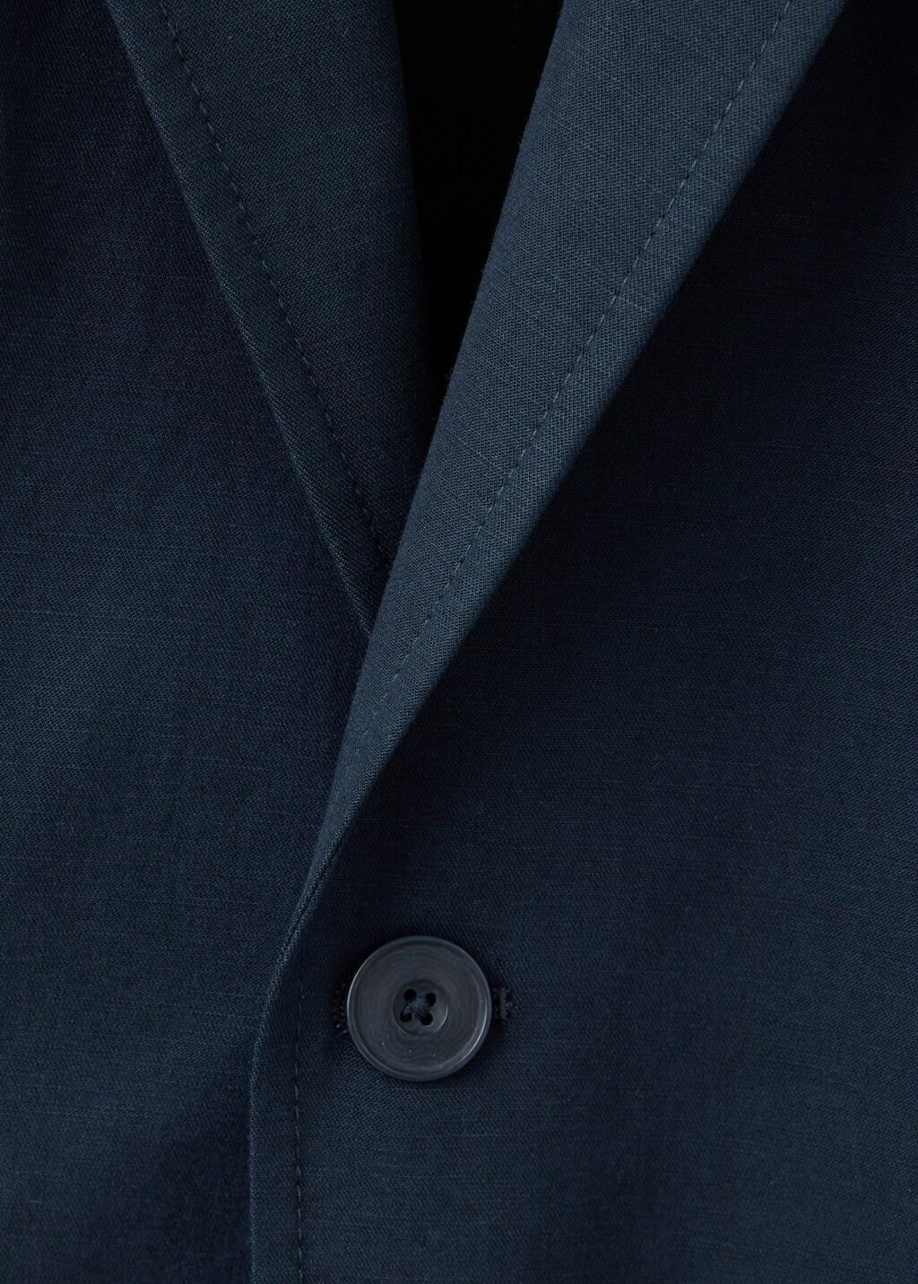 Navy Slim-Fit Suit Jacket Made From A Linen-Lyocell Blend, Navy, large image number 1