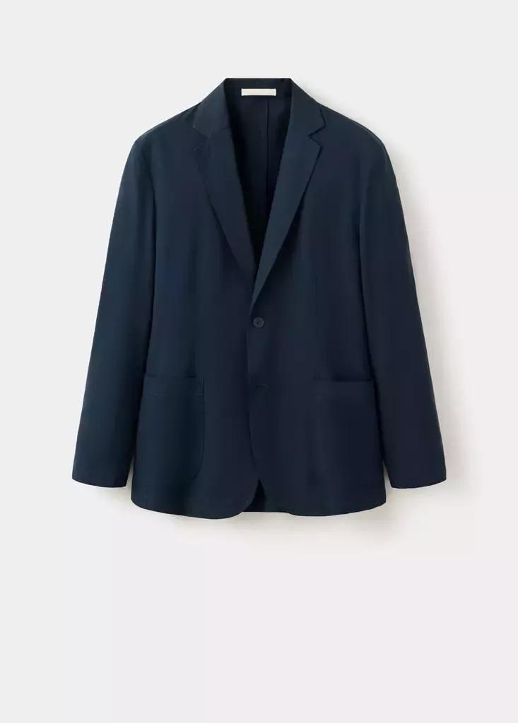BLUE Slim-fit suit jacket made from a linen-lyocell blend, Navy, large image number 8