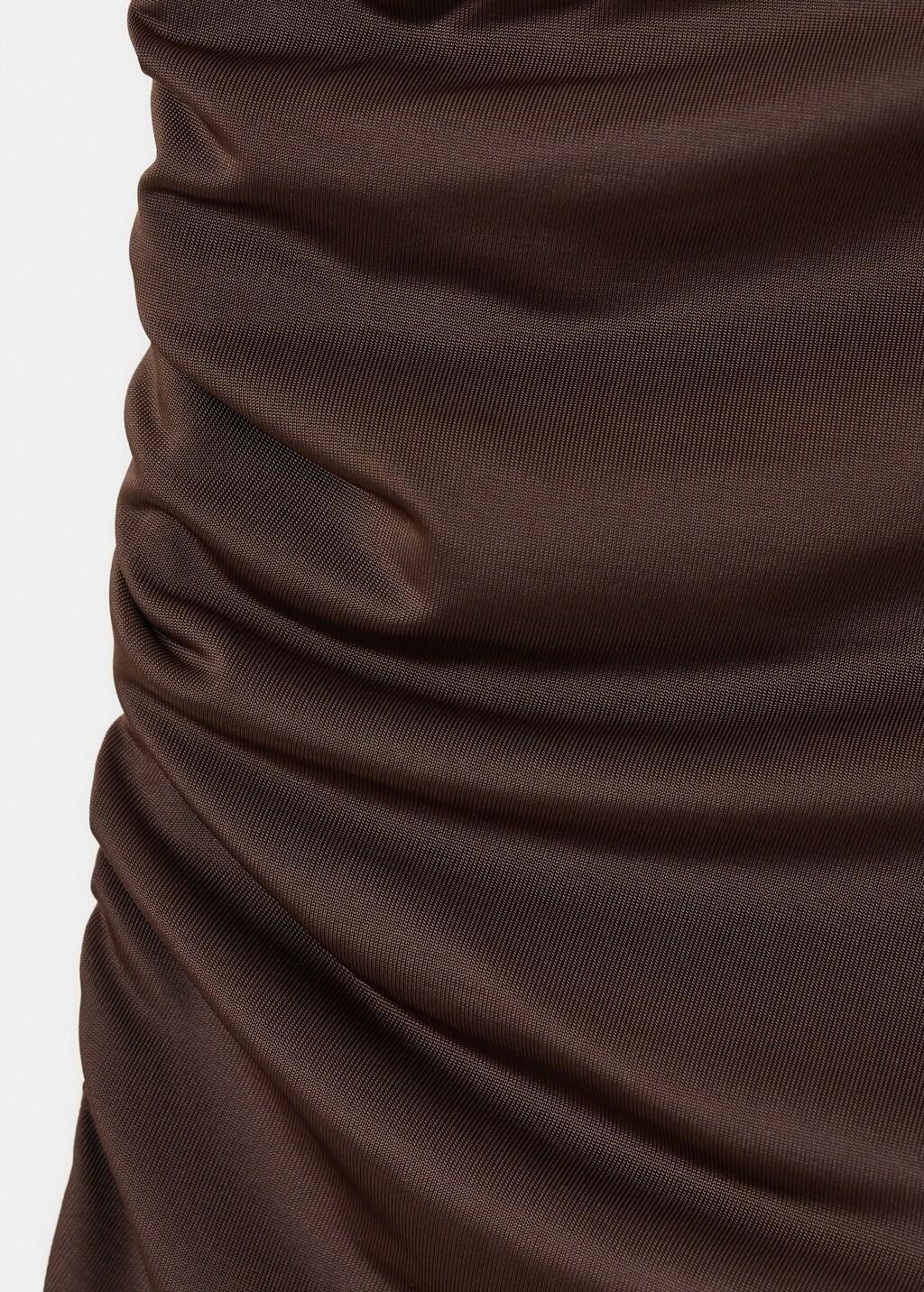 Brown Fitted Top With Lace Detail, Brown, large image number 5