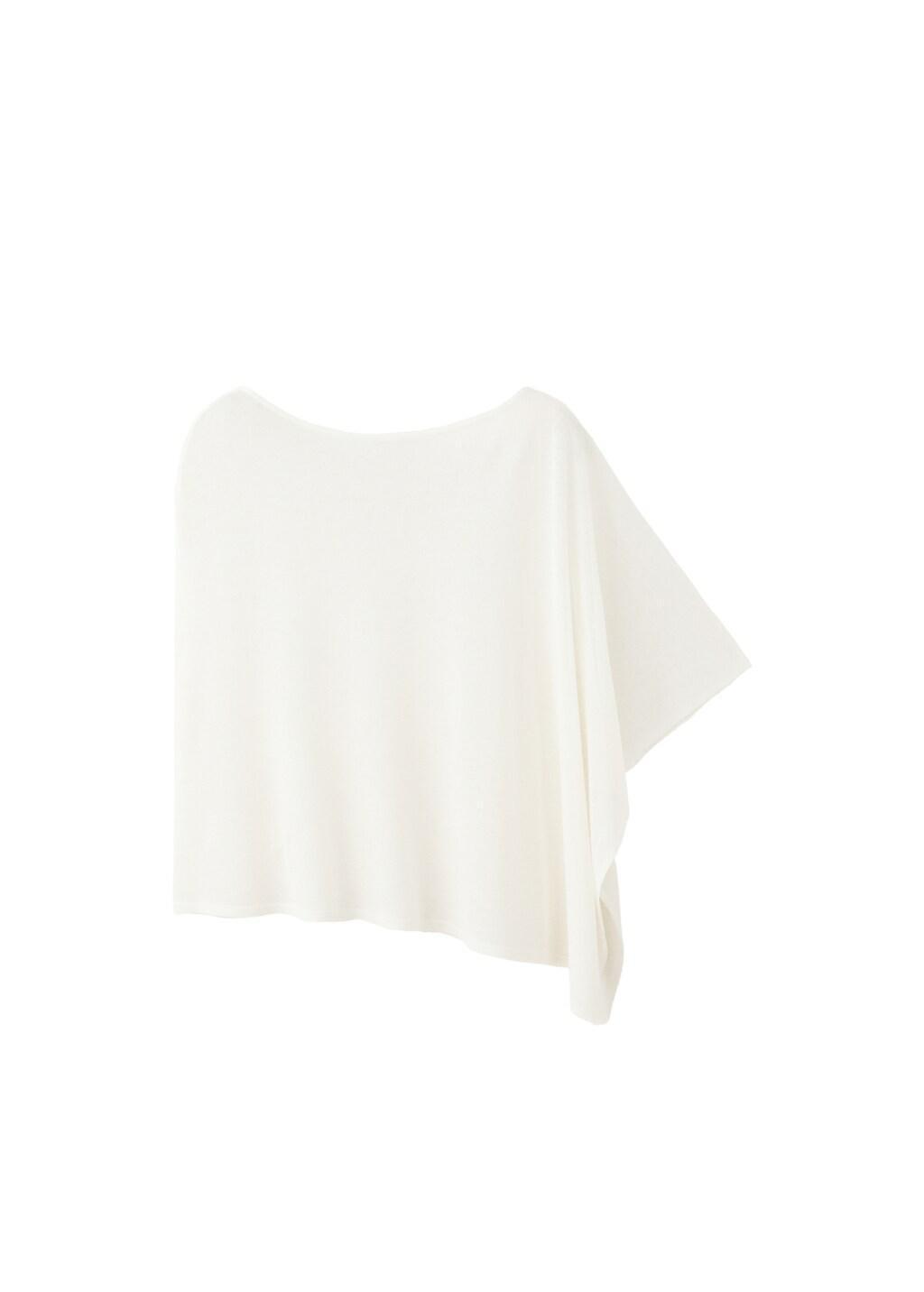 NATURAL WHITE Asymmetrical knitted cape, Natural White, large image number 6