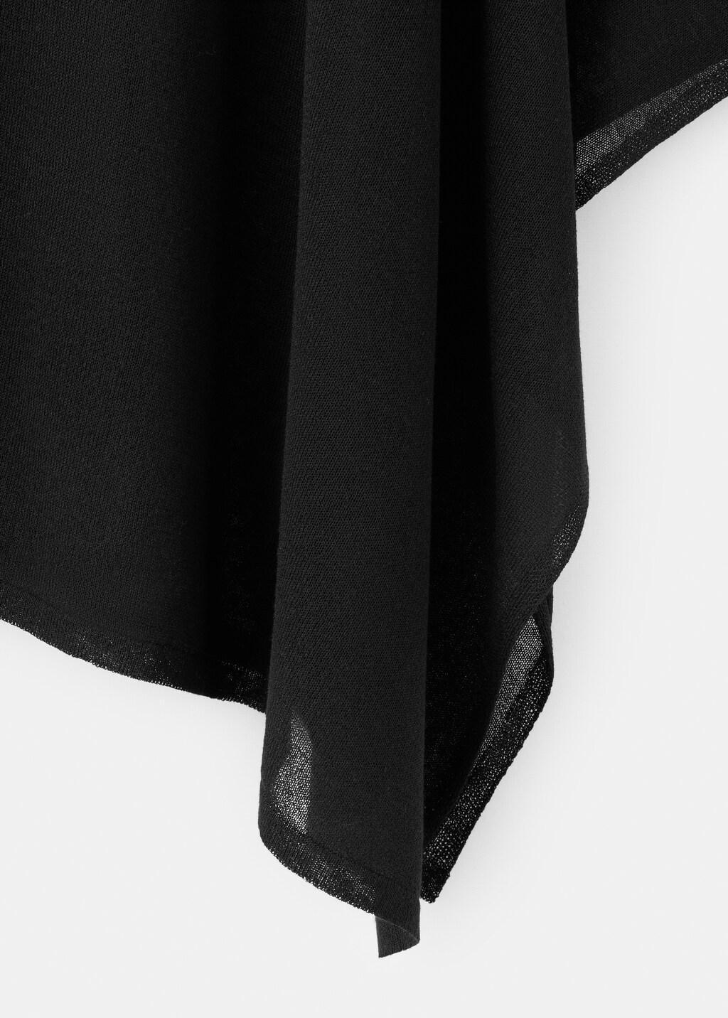 Black Asymmetrical Knitted Cape, Black, large image number 1
