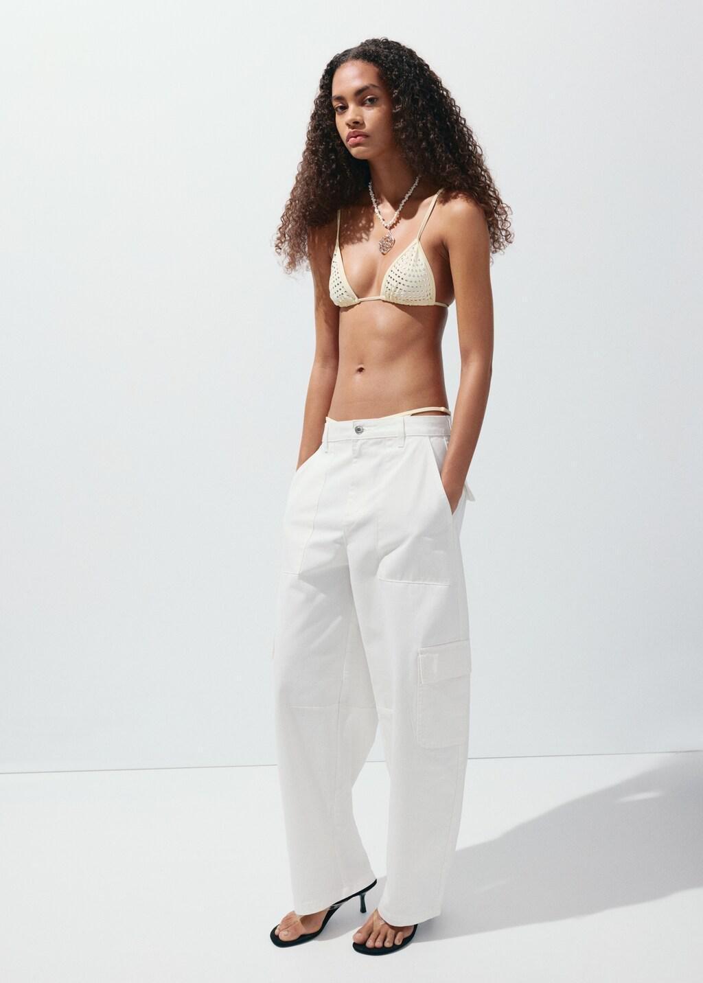 White Pocket Cargo Jeans, White, large image number 0