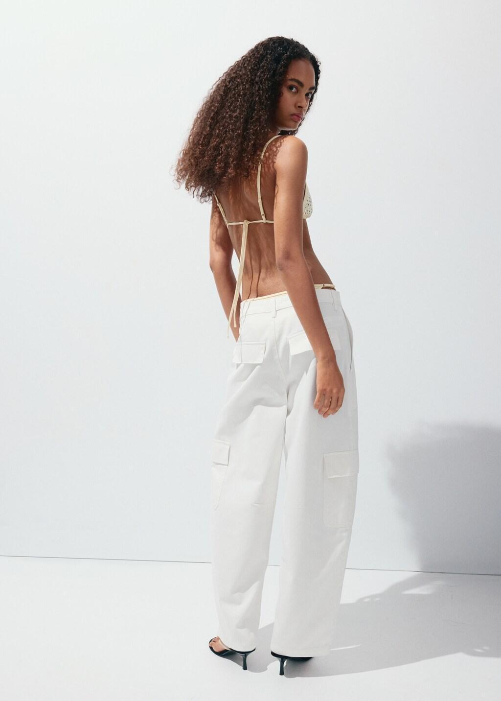 White Pocket Cargo Jeans, White, large image number 2