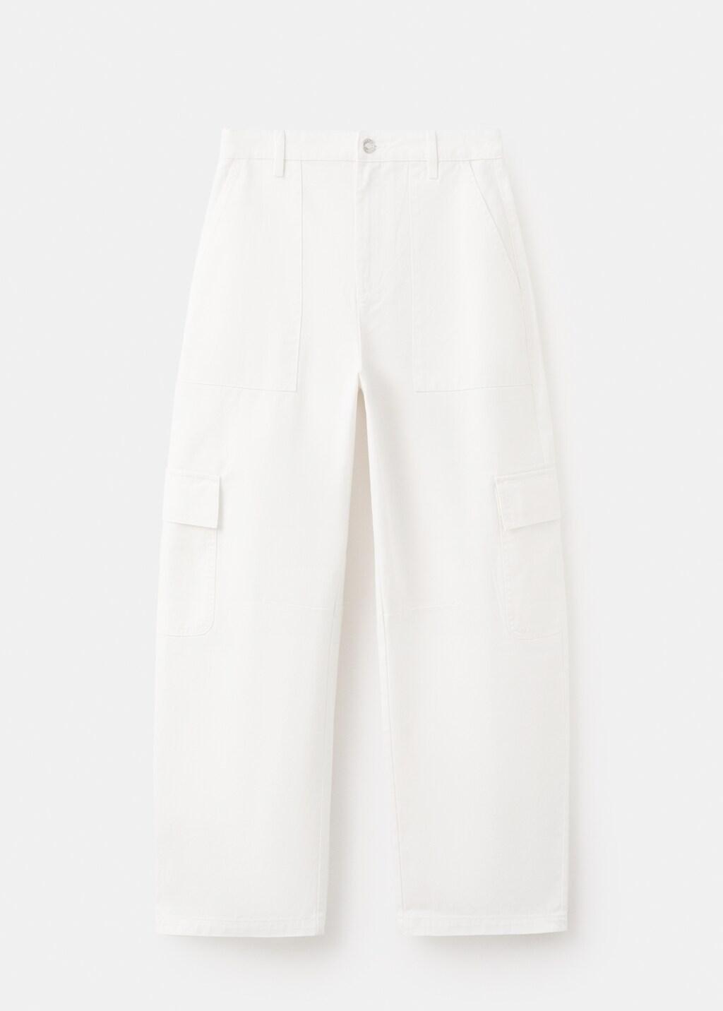 White Pocket Cargo Jeans, White, large image number 6