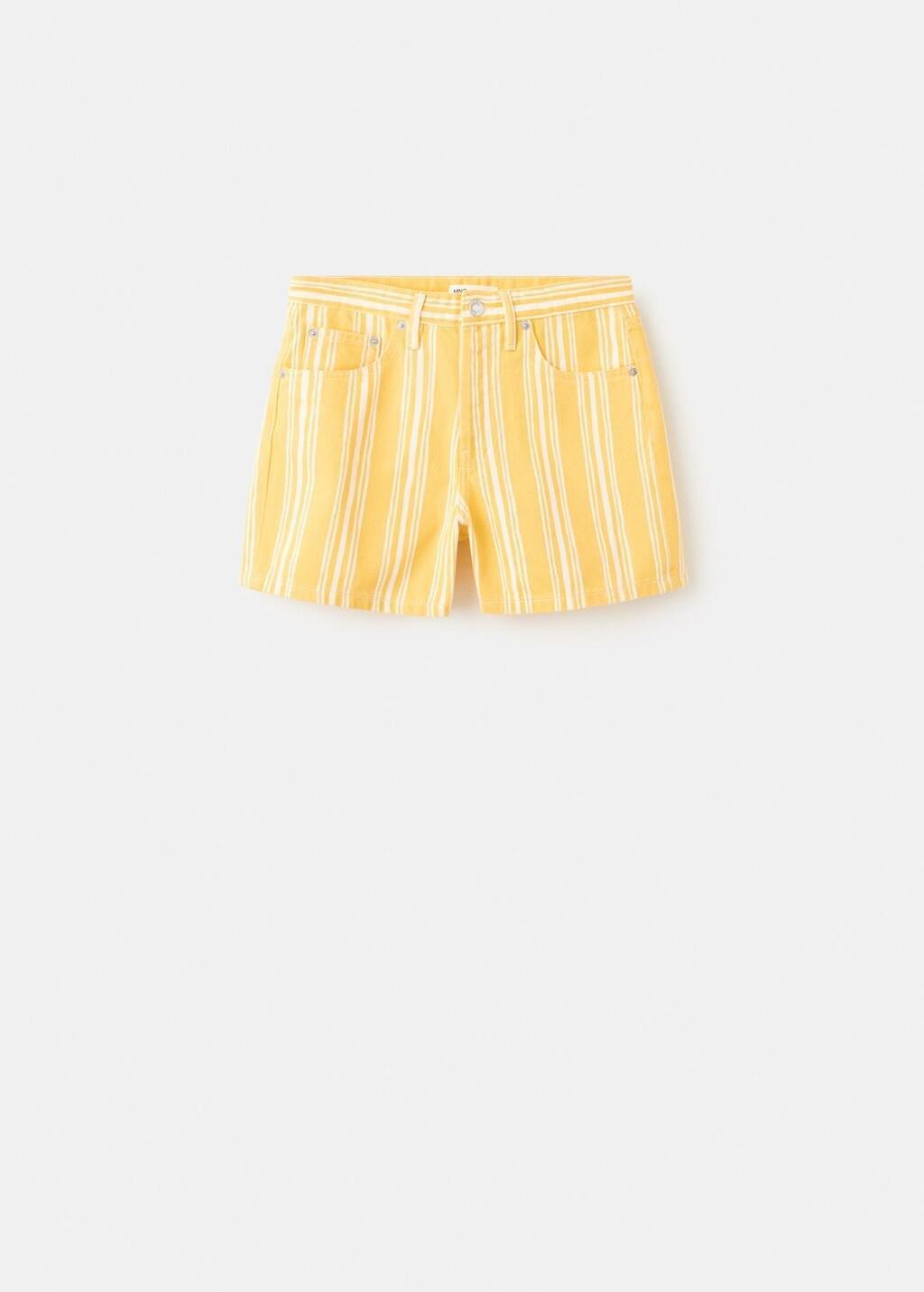 Yellow Striped Straight-Fit Shorts, Yellow, large image number 7