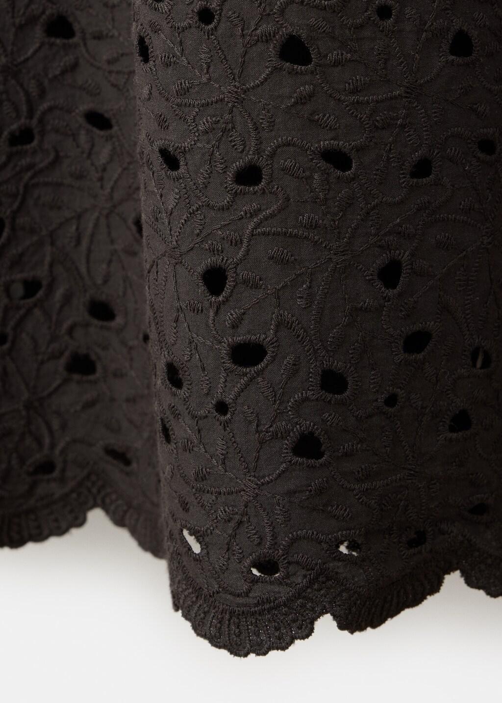Brown Openwork Embroidered Combined Dress, Brown, large image number 5
