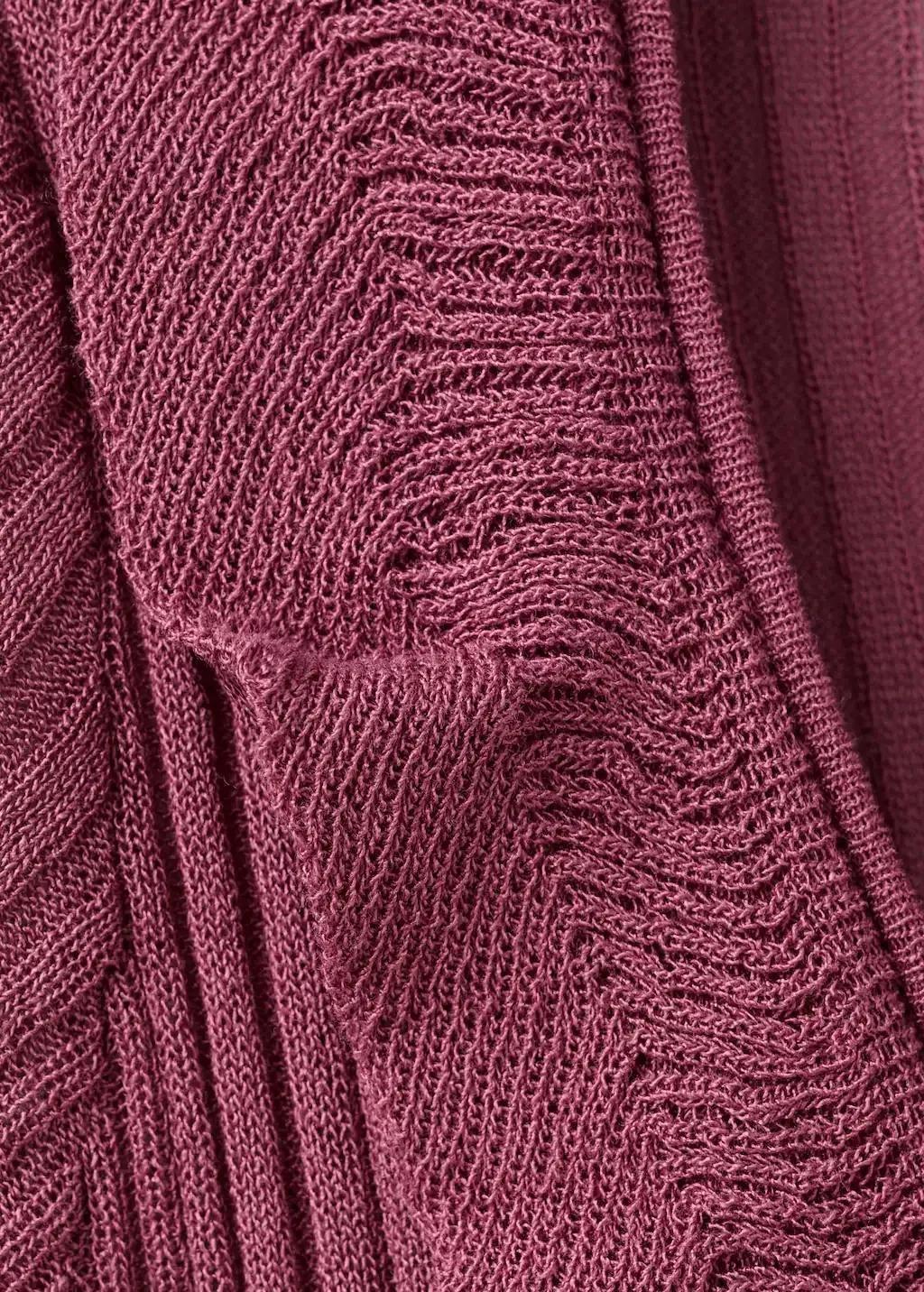 Red Textured Knit Cardigan With Frill Detail, Dark Red, large image number 4