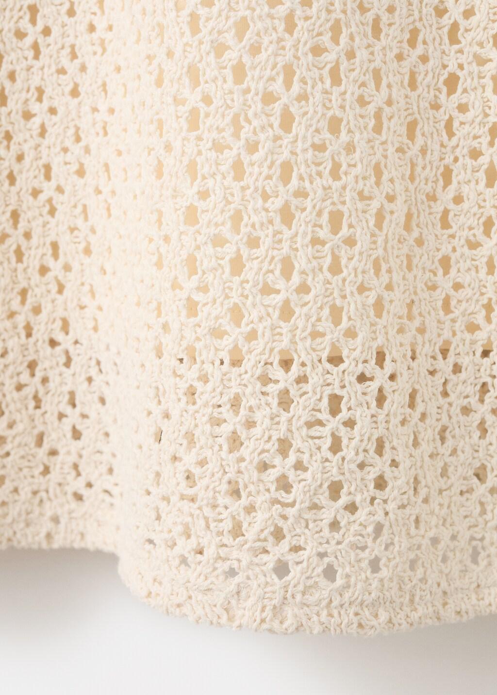 Beige Crochet Dress With Floral Detail, Light Beige, medium