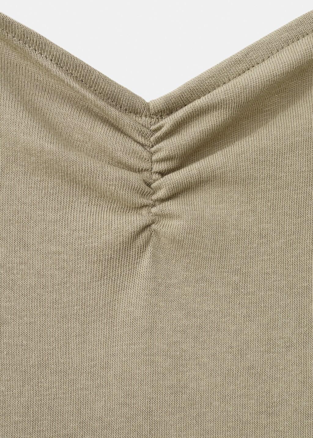 Khaki Ruched Neckline Volume Dress, Beige - Khaki, large image number 1