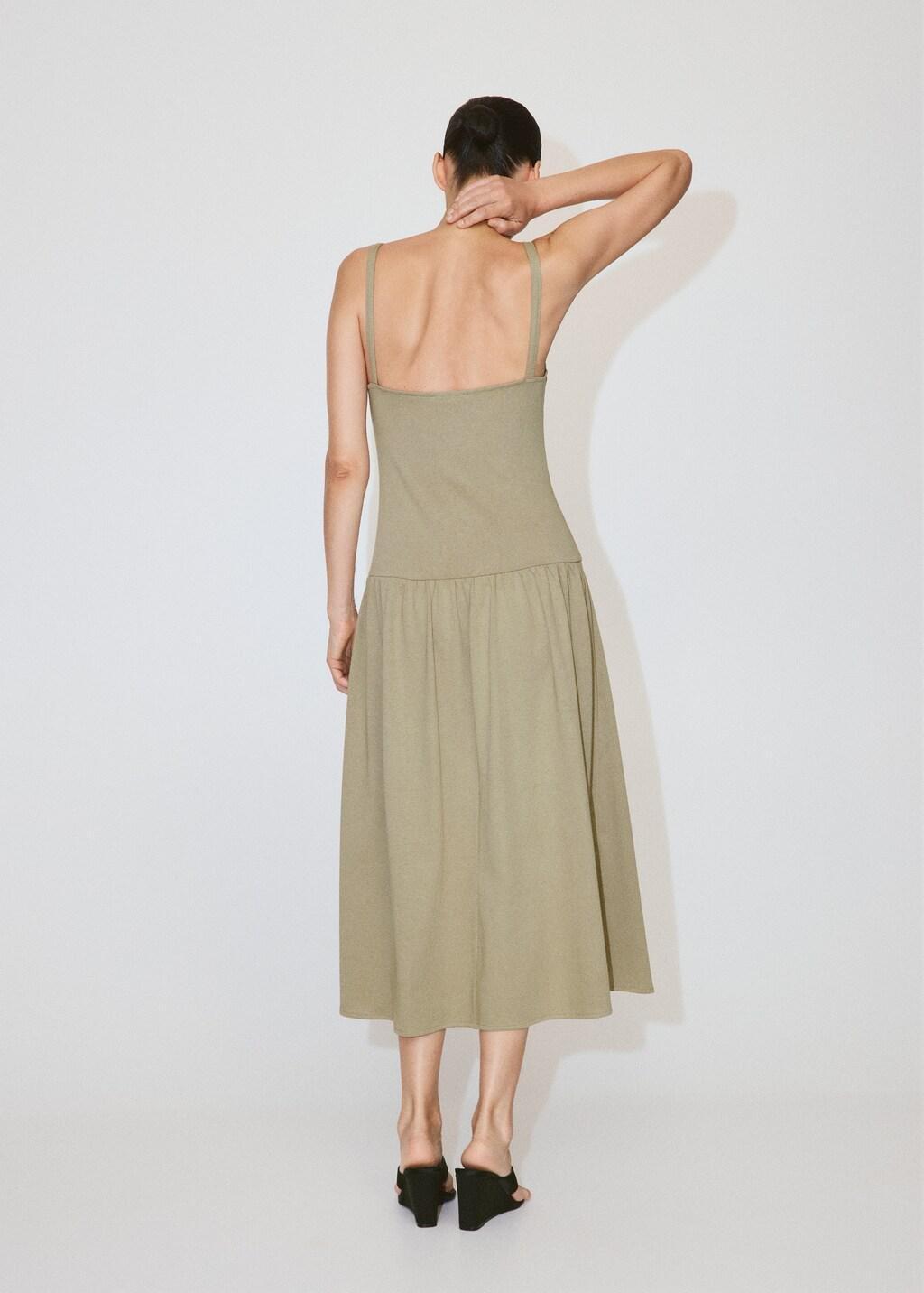 Khaki Ruched Neckline Volume Dress, Beige - Khaki, large image number 2