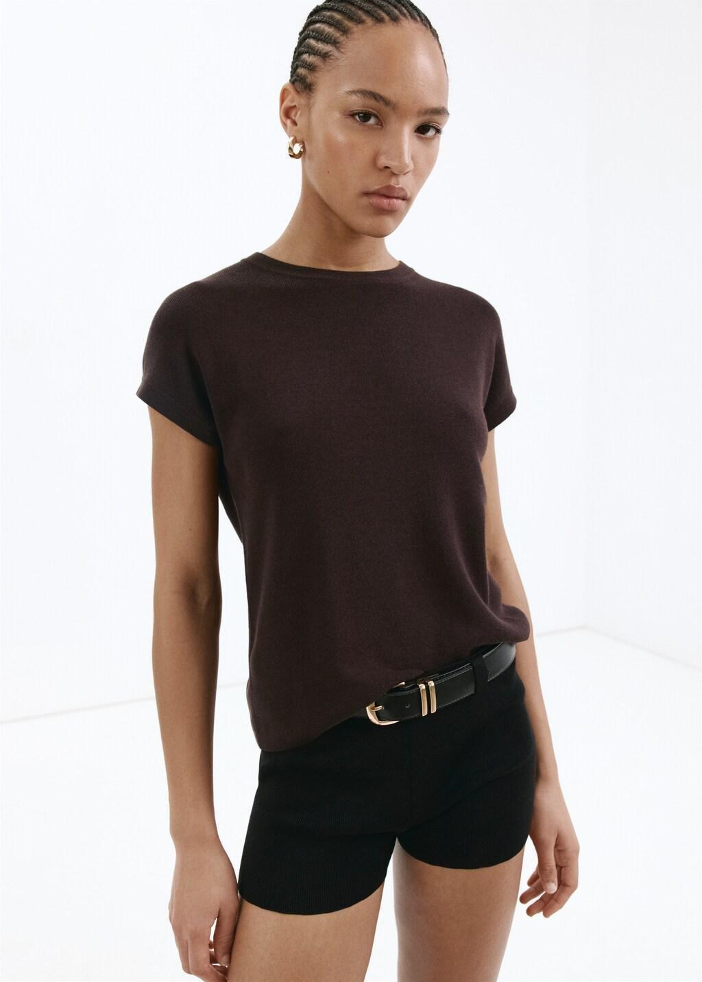 Brown Short-Sleeve Cotton T-Shirt, Brown, large image number 3