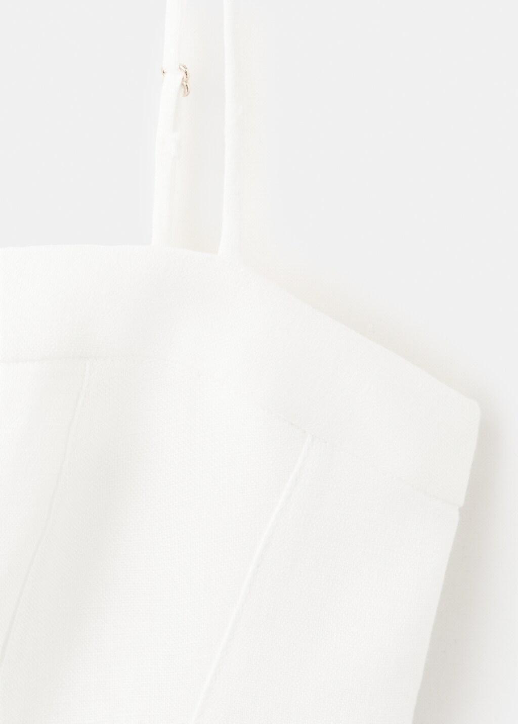 White Linen Dress With Stitch Detailing, White, large image number 1