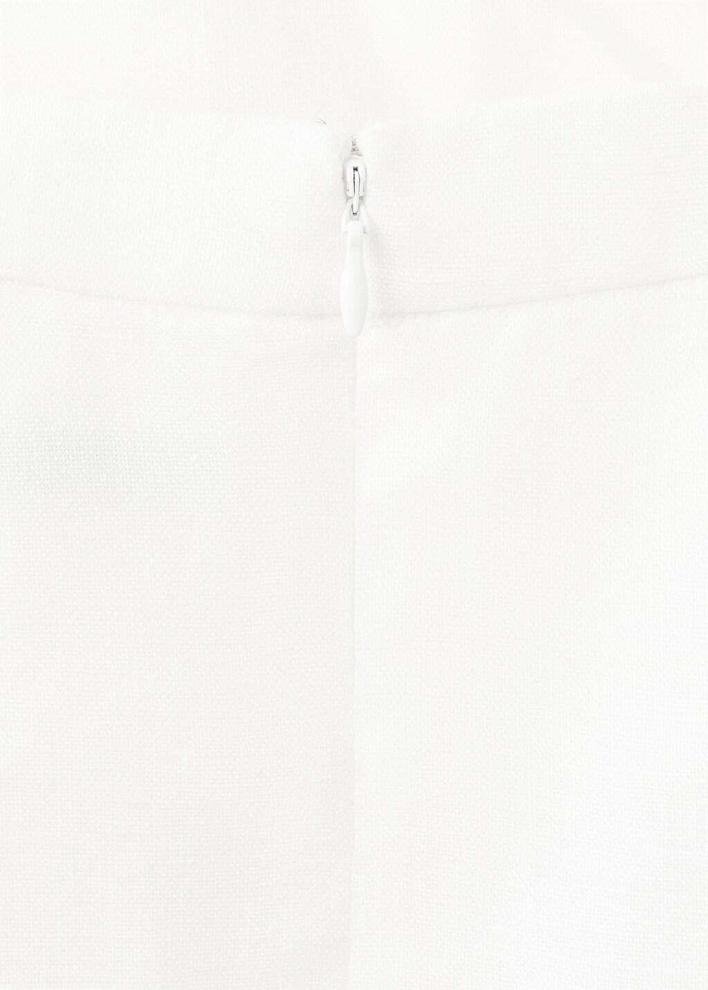 White Linen Dress With Stitch Detailing, White, large image number 5