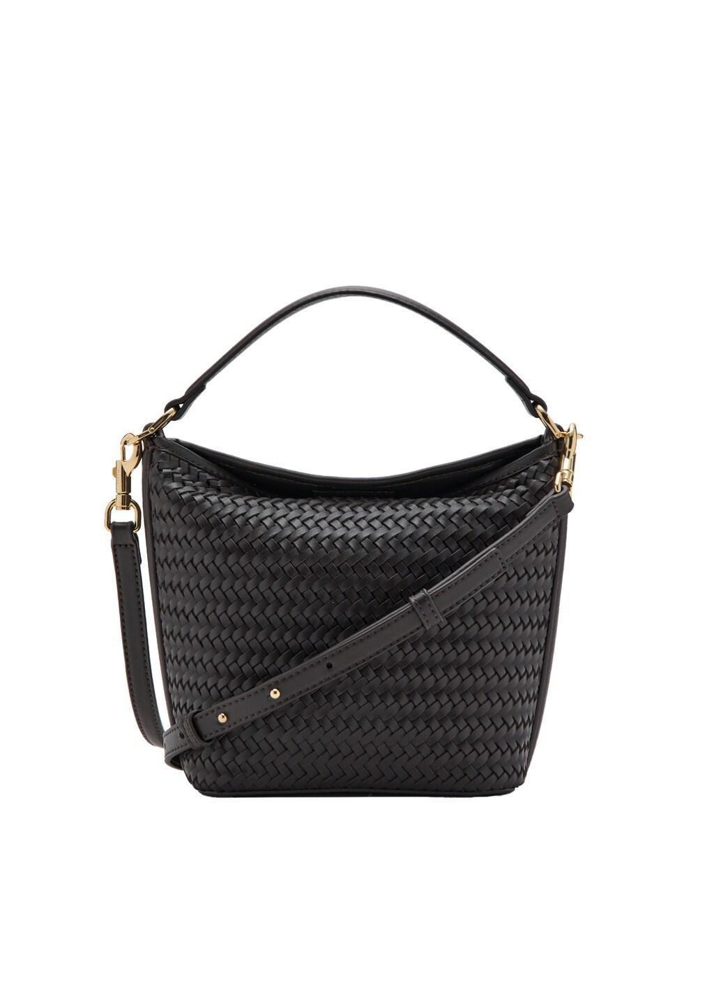 Brown Small Braided Bucket Bag, Dark Brown, large image number 3