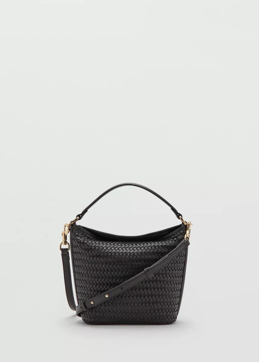 Brown Small Braided Bucket Bag, Dark Brown, large image number 4