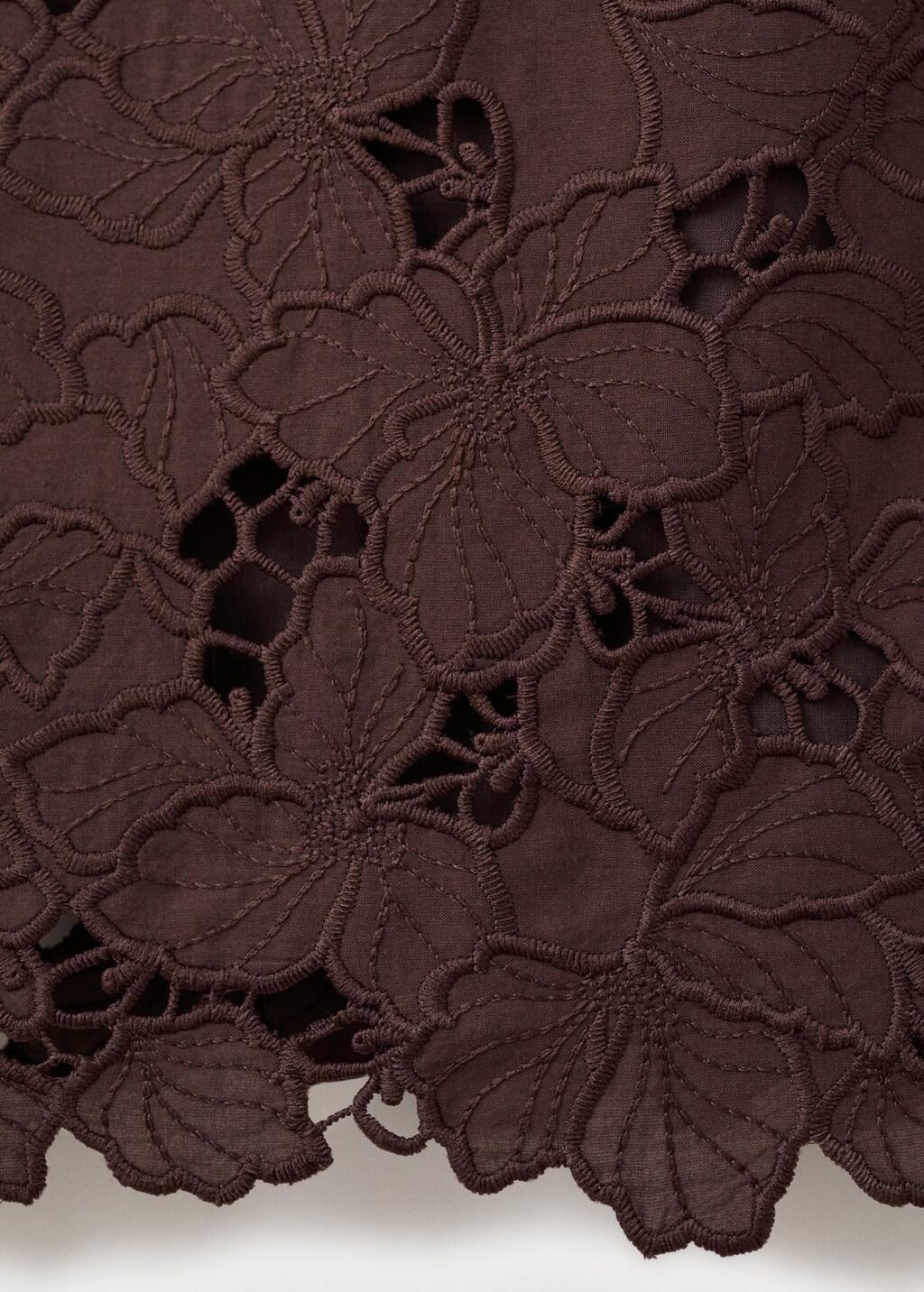 Brown Broderie Anglaise Floral Dress, Brown, large image number 5