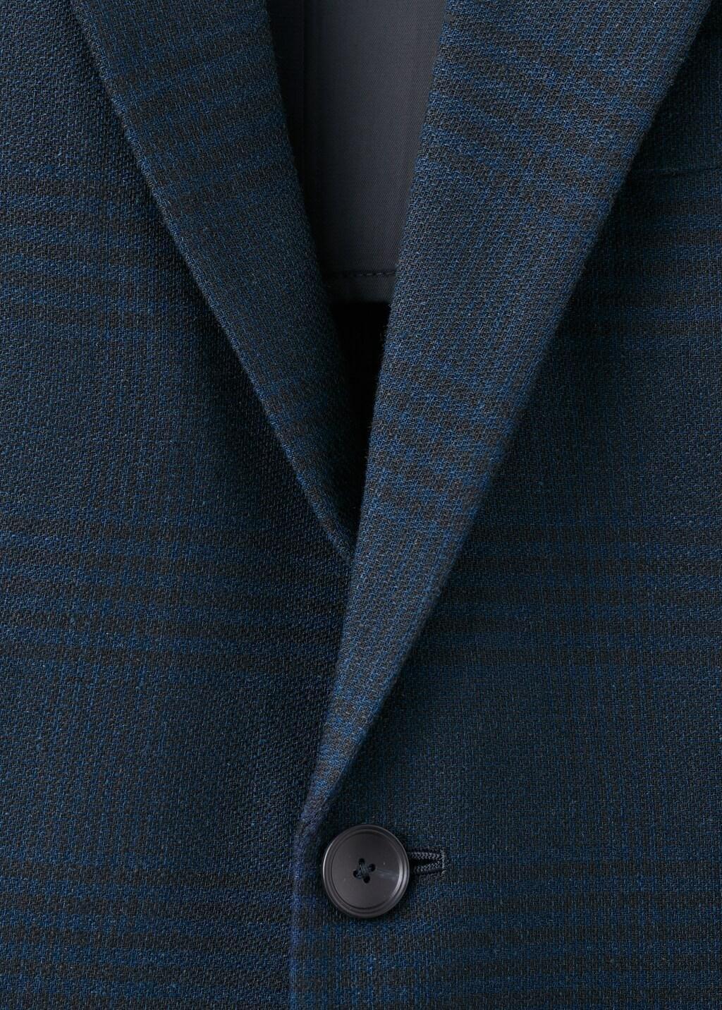 Navy Slim Fit Linen-Cotton Striped Blazer, Navy, large image number 1