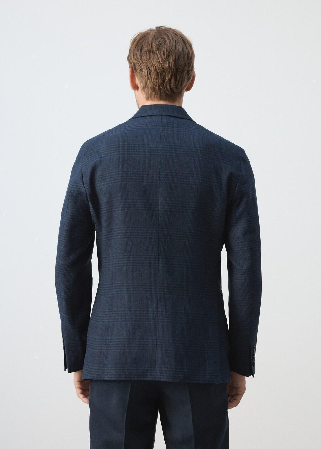 Navy Slim Fit Linen-Cotton Striped Blazer, Navy, large image number 2