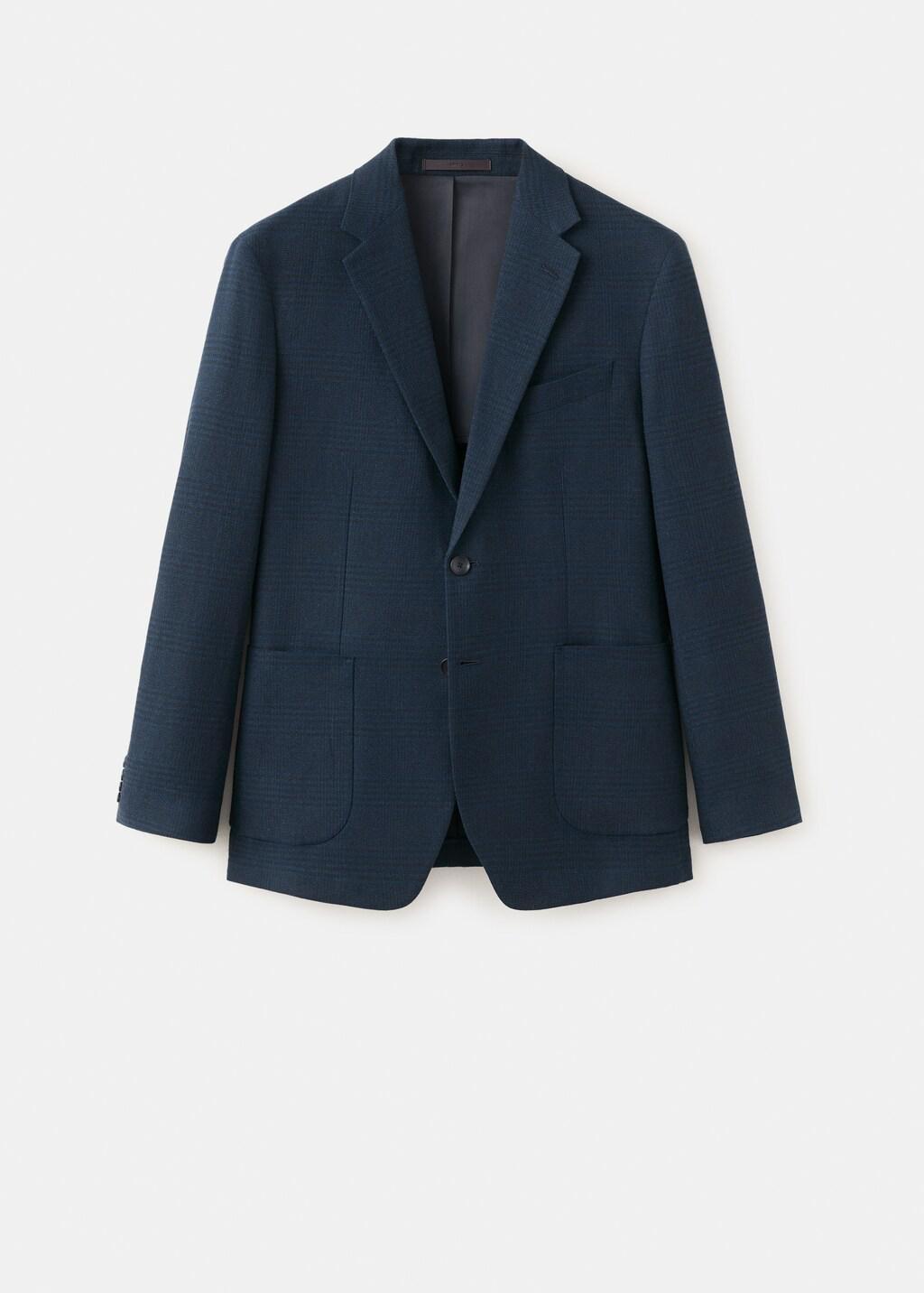 Navy Slim Fit Linen-Cotton Striped Blazer, Navy, large image number 6