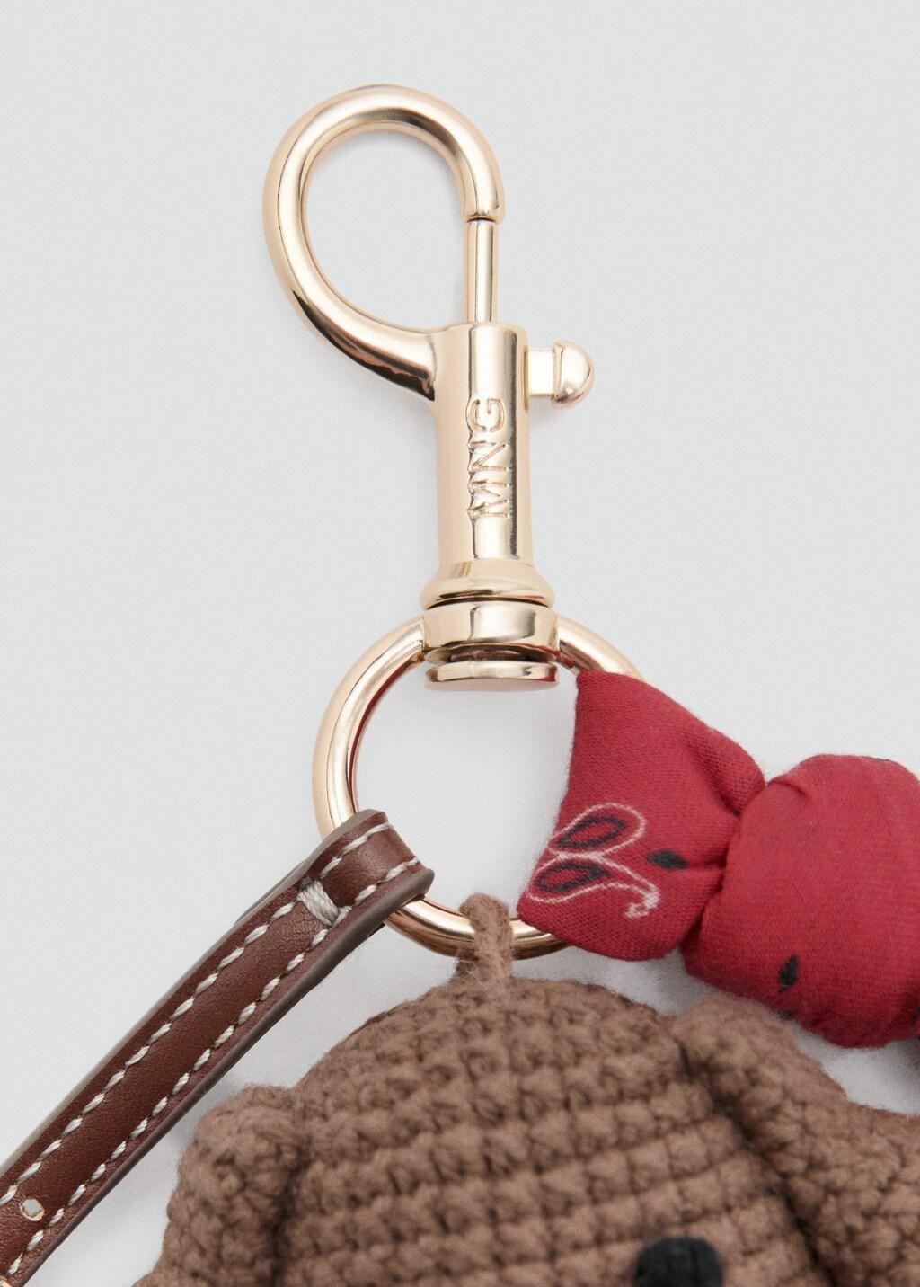 Brown Plush Keyring Handkerchief, Brown, large image number 1
