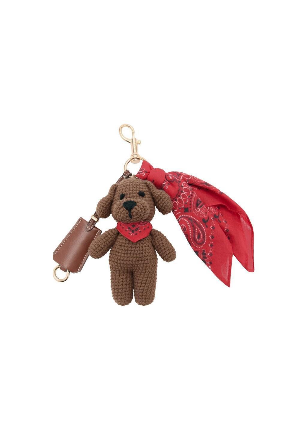 Brown Plush Keyring Handkerchief, Brown, large image number 2