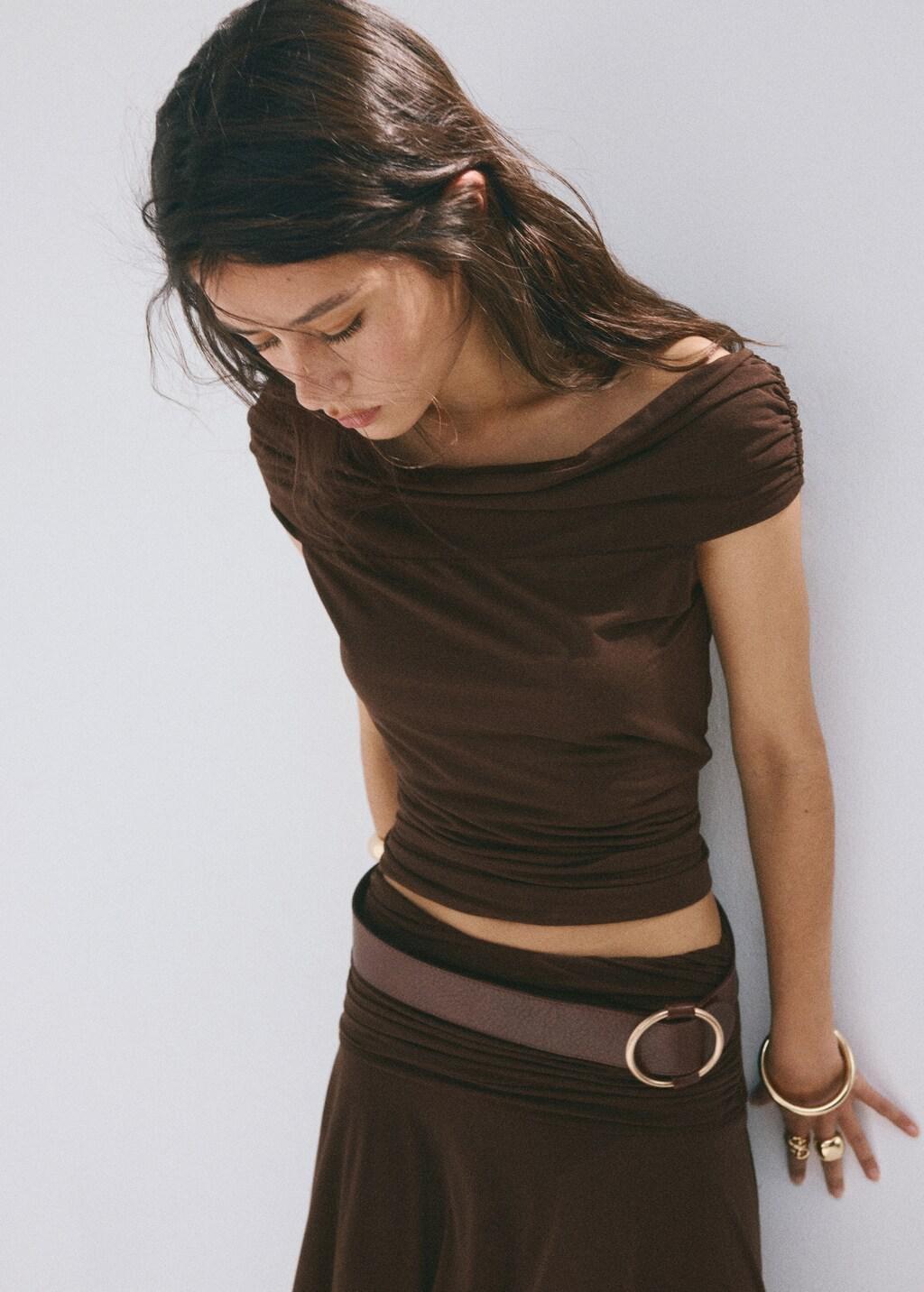 Brown Off-Shoulder Top, Brown, large image number 3