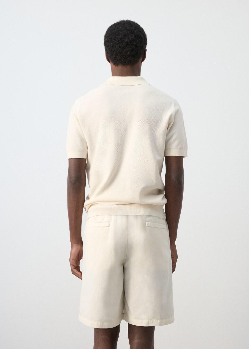 Beige Fine-Knit Cotton Polo Shirt, Light Beige, large image number 2