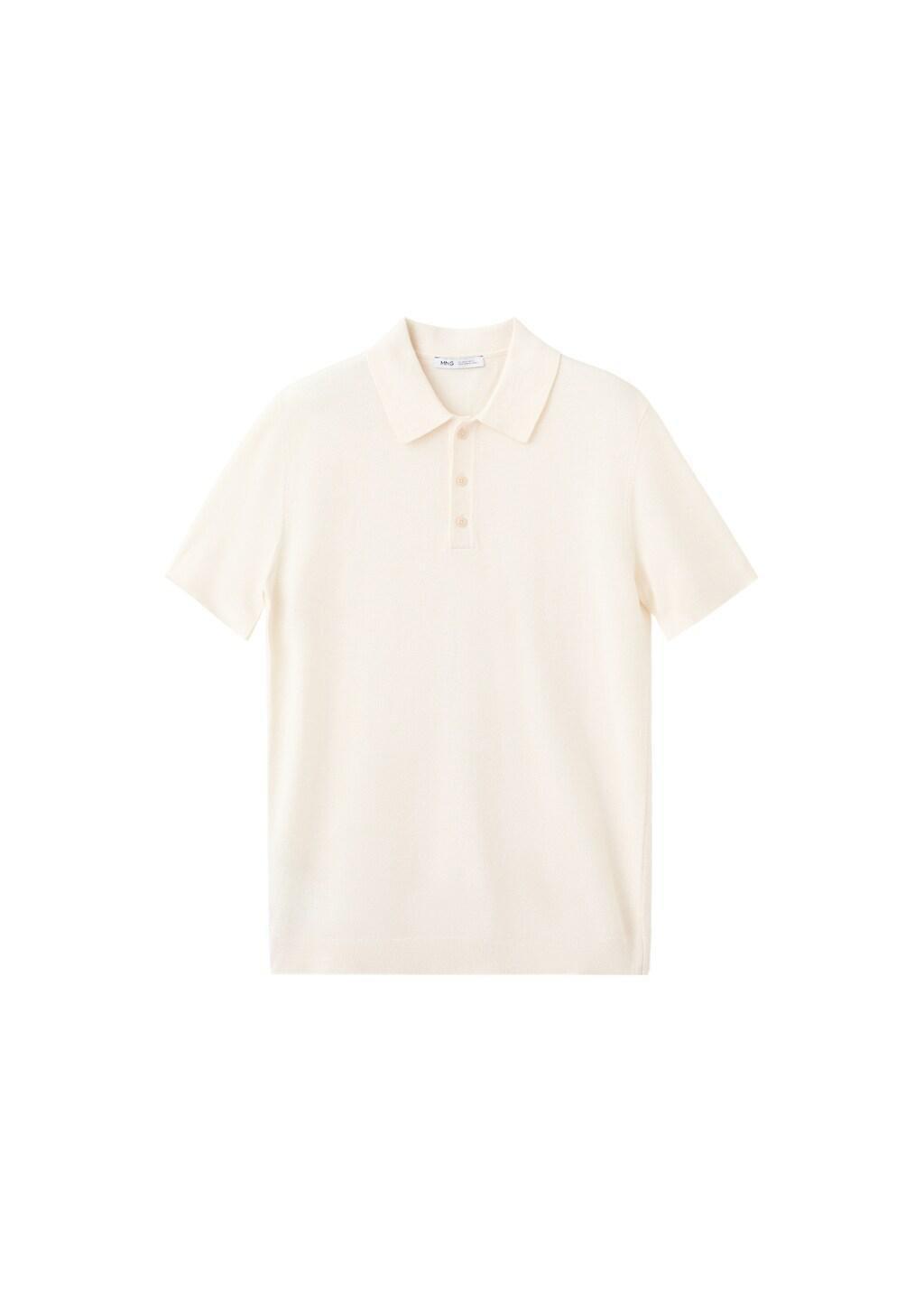 Beige Fine-Knit Cotton Polo Shirt, Light Beige, large image number 6