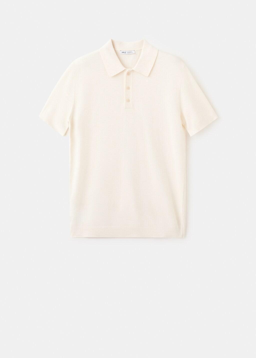Beige Fine-Knit Cotton Polo Shirt, Light Beige, large image number 7
