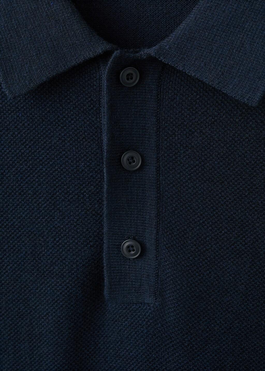 Navy Fine-Knit Cotton Polo Shirt, Navy, large image number 1